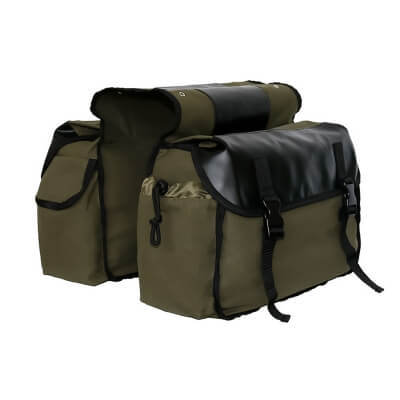 Пара боковых сумок Canvas Green 28L для мотоцикла, велосипеда-1